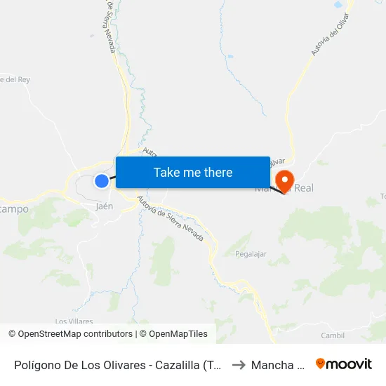 Polígono De Los Olivares - Cazalilla (Tanatorio) to Mancha Real map