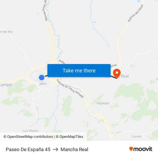 Paseo De España 45 to Mancha Real map