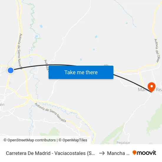 Carretera De Madrid - Vaciacostales (Sentido Jaén) to Mancha Real map
