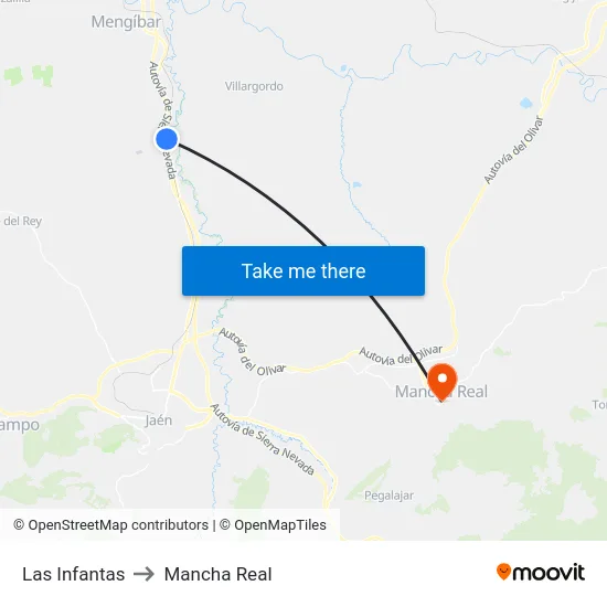 Las Infantas to Mancha Real map