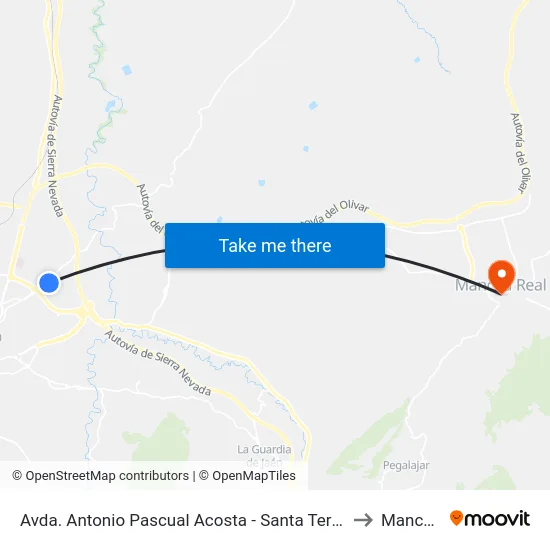 Avda. Antonio Pascual Acosta - Santa Teresa (Sentido Puente Tablas) to Mancha Real map