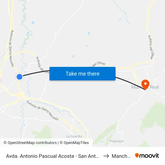 Avda. Antonio Pascual Acosta - San Antonio (Sentido Jaén) to Mancha Real map