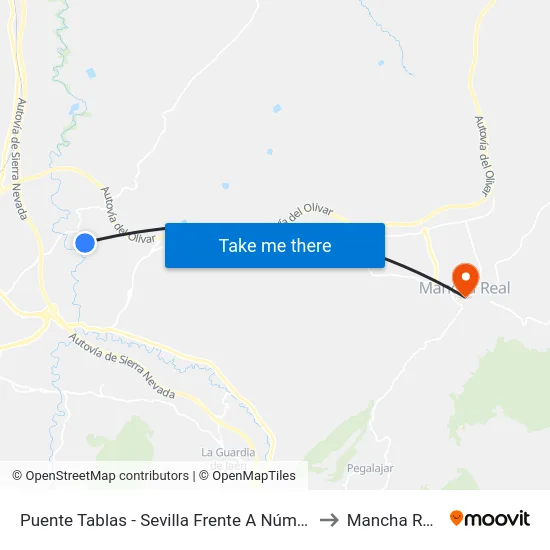 Puente Tablas - Sevilla Frente A Núm 24 to Mancha Real map