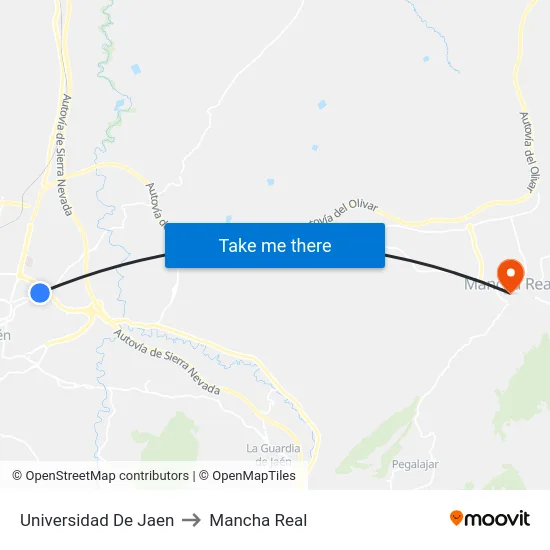Universidad De Jaen to Mancha Real map