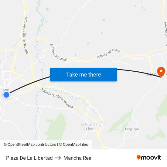 Plaza De La Libertad to Mancha Real map
