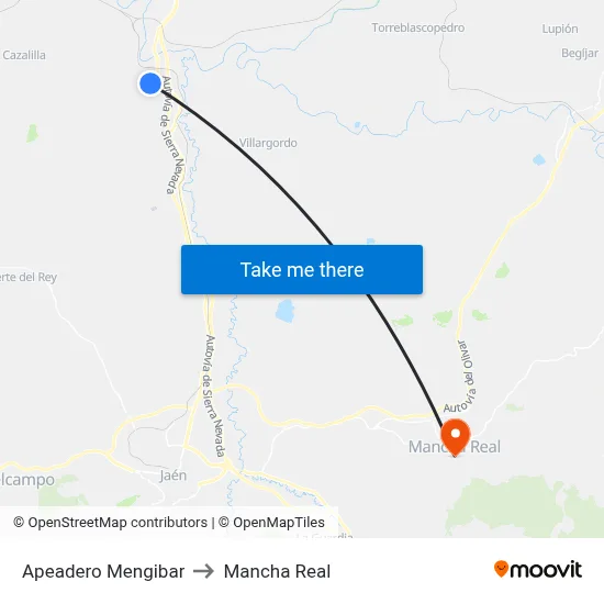 Apeadero Mengibar to Mancha Real map