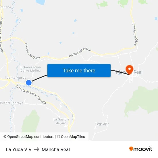 La Yuca V V to Mancha Real map