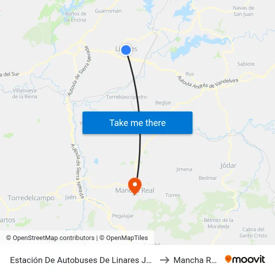 Estación De Autobuses De Linares Jaen to Mancha Real map