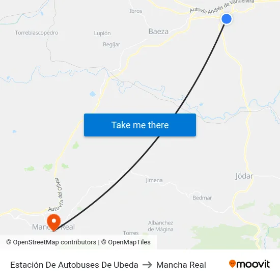 Estación De Autobuses De Ubeda to Mancha Real map