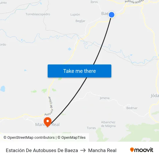 Estación De Autobuses De Baeza to Mancha Real map