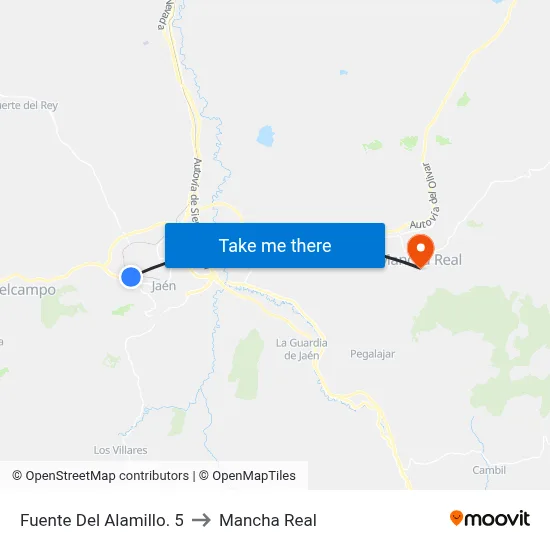 Fuente Del Alamillo. 5 to Mancha Real map