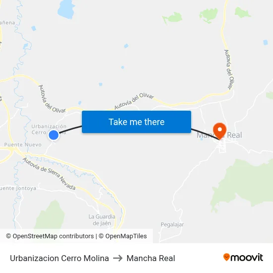 Urbanizacion Cerro Molina to Mancha Real map