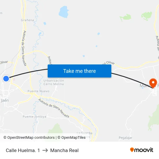 Calle Huelma. 1 to Mancha Real map