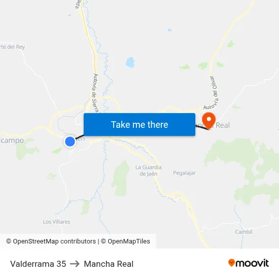 Valderrama 35 to Mancha Real map