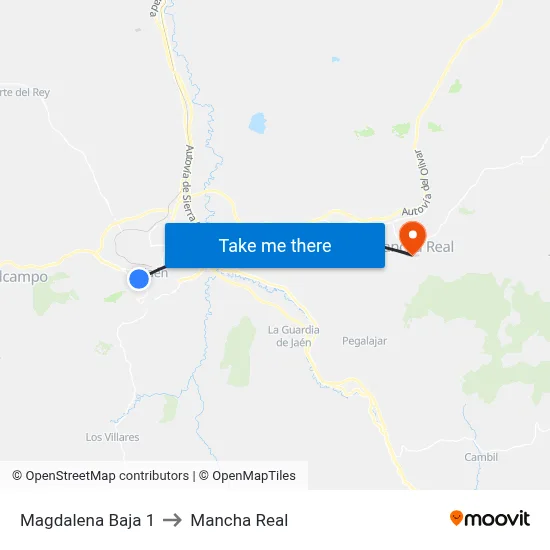 Magdalena Baja 1 to Mancha Real map