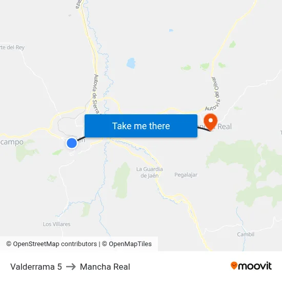 Valderrama 5 to Mancha Real map