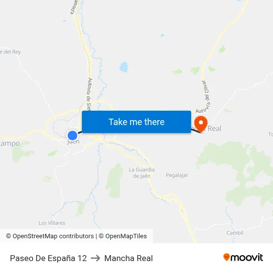 Paseo De España 12 to Mancha Real map