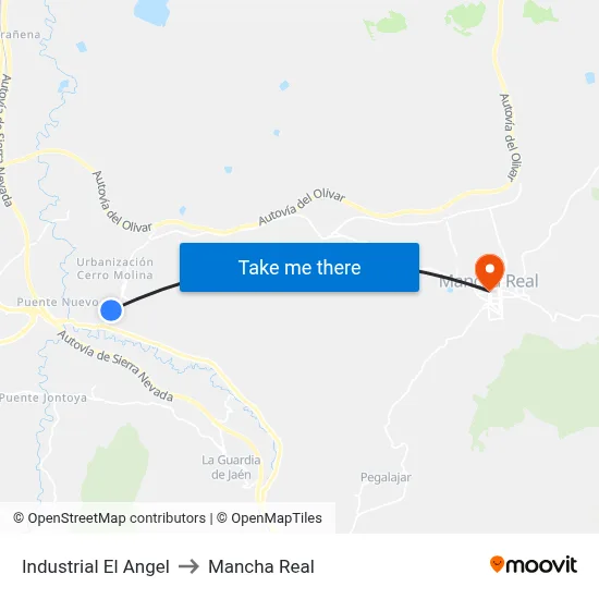 Industrial El Angel to Mancha Real map