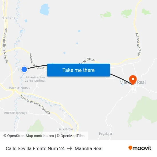 Calle Sevilla Frente Num 24 to Mancha Real map
