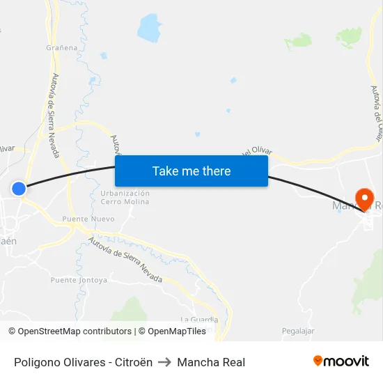 Poligono Olivares - Citroën to Mancha Real map