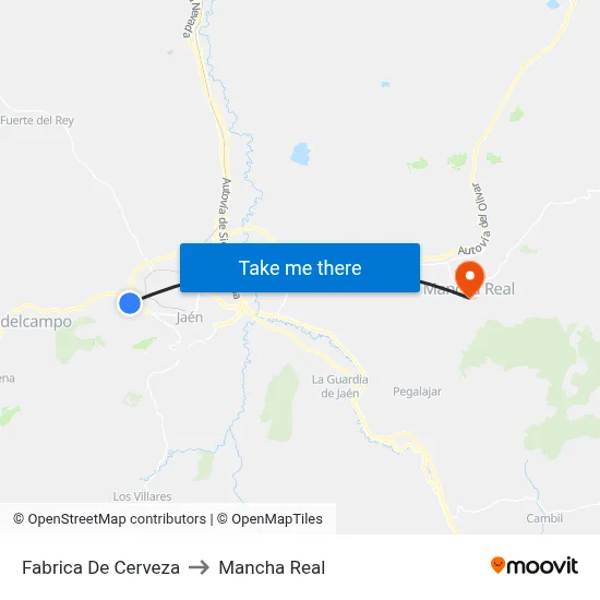Fabrica De Cerveza to Mancha Real map