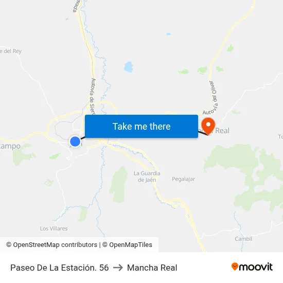 Paseo De La Estación. 56 to Mancha Real map