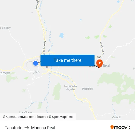 Tanatorio to Mancha Real map