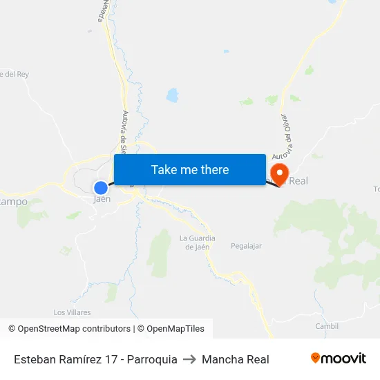 Esteban Ramírez 17 - Parroquia to Mancha Real map