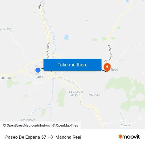 Paseo De España 57 to Mancha Real map