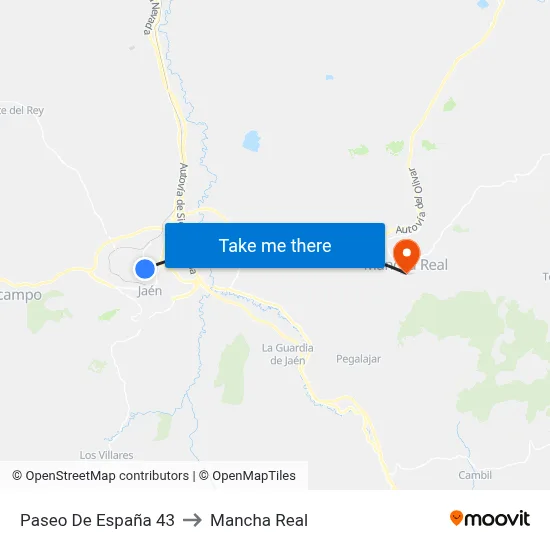 Paseo De España 43 to Mancha Real map