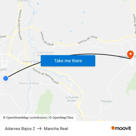 Adarves Bajos 2 to Mancha Real map