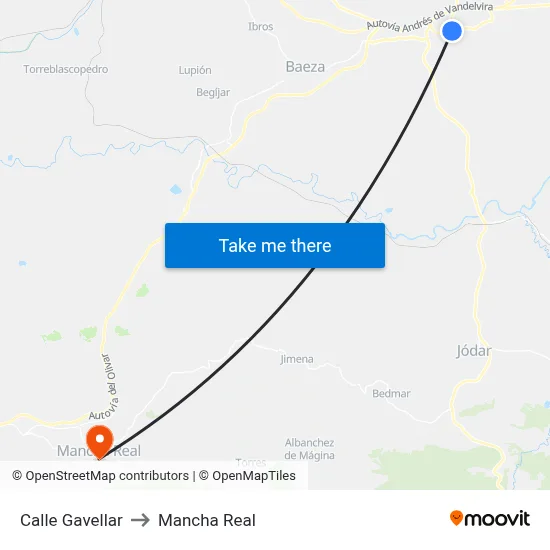 Calle Gavellar to Mancha Real map