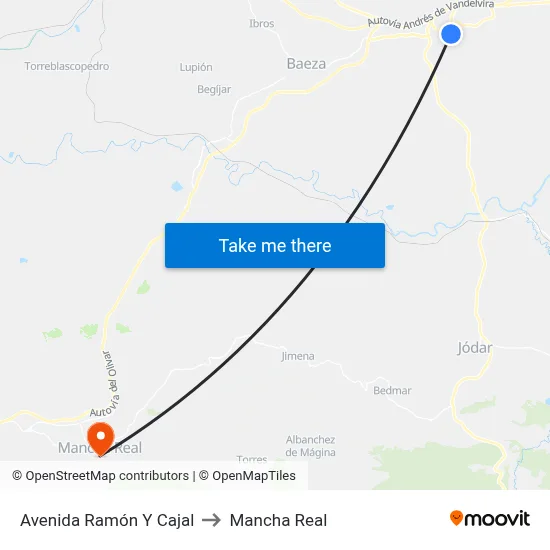Avenida Ramón Y Cajal to Mancha Real map