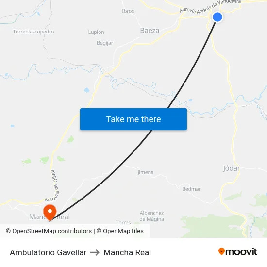 Ambulatorio Gavellar to Mancha Real map