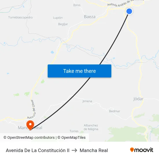 Avenida De La Constitución II to Mancha Real map