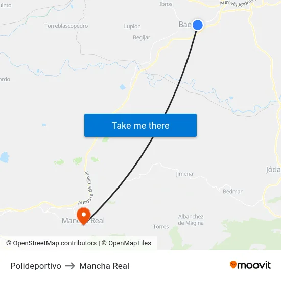Polideportivo to Mancha Real map