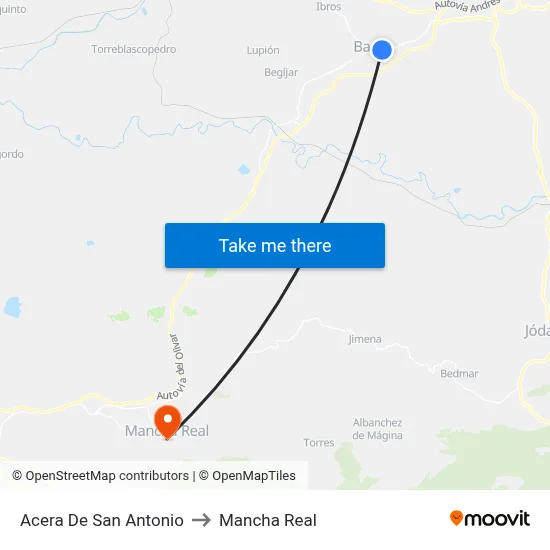 Acera De San Antonio to Mancha Real map