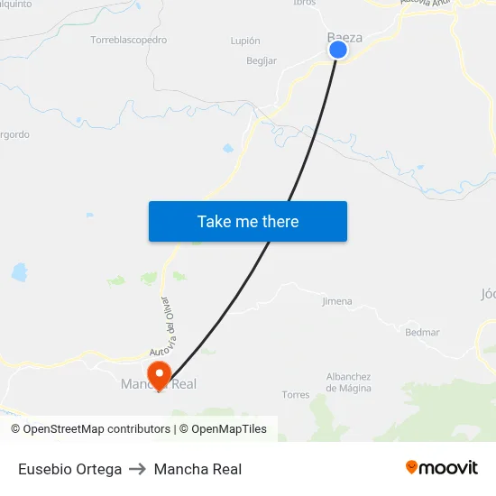 Eusebio Ortega to Mancha Real map