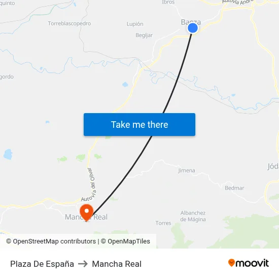 Plaza De España to Mancha Real map
