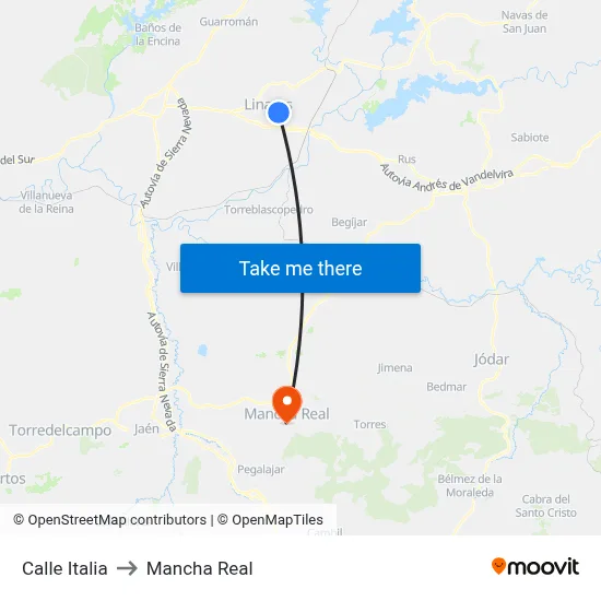 Calle Italia to Mancha Real map