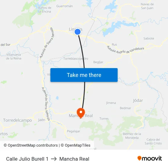 Calle Julio Burell 1 to Mancha Real map