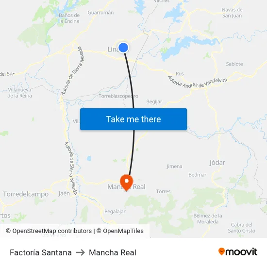 Factoría Santana to Mancha Real map
