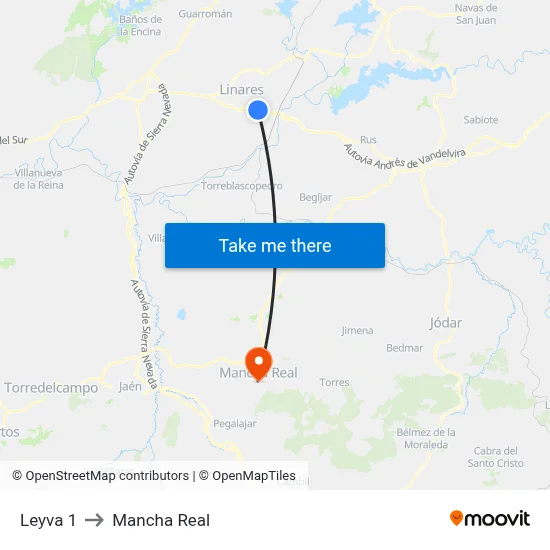 Leyva 1 to Mancha Real map