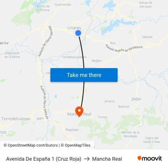 Avenida De España 1 (Cruz Roja) to Mancha Real map