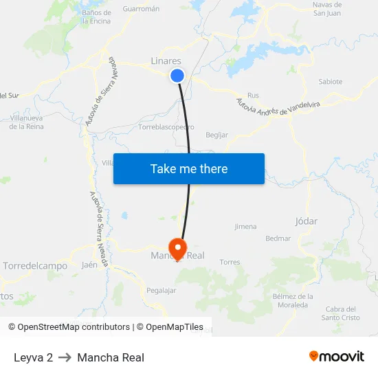 Leyva 2 to Mancha Real map