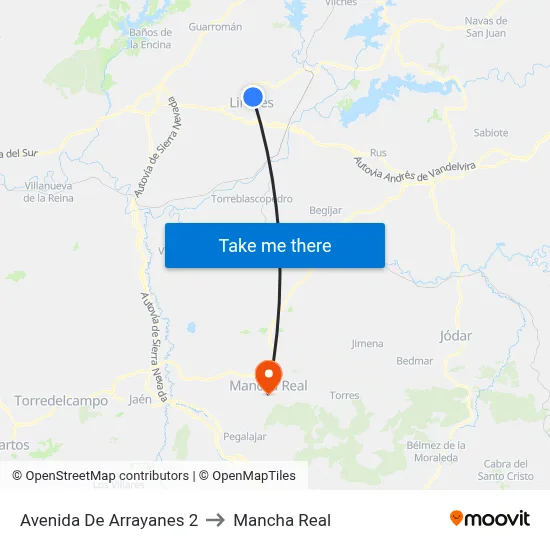 Avenida De Arrayanes 2 to Mancha Real map