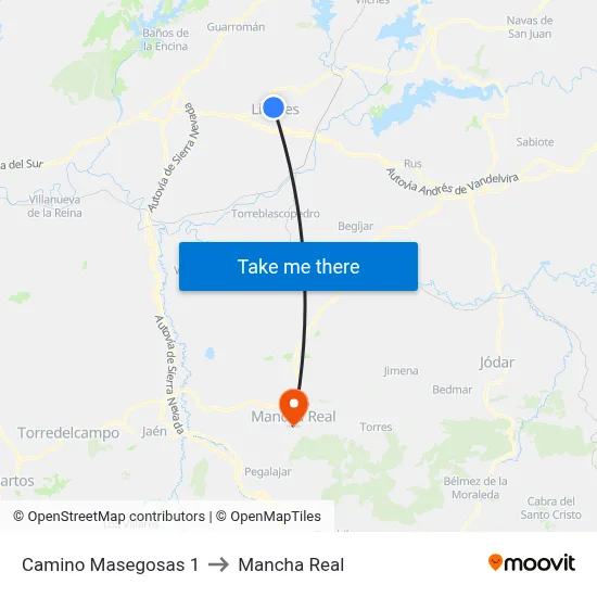 Camino Masegosas 1 to Mancha Real map