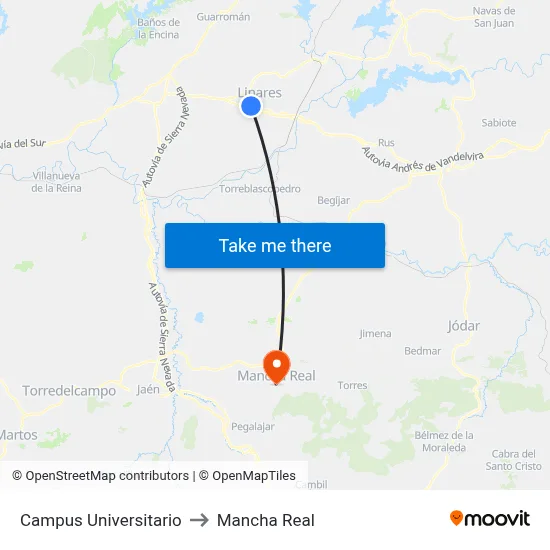 Campus Universitario to Mancha Real map