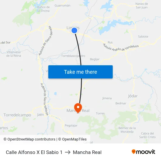 Calle Alfonso X El Sabio 1 to Mancha Real map