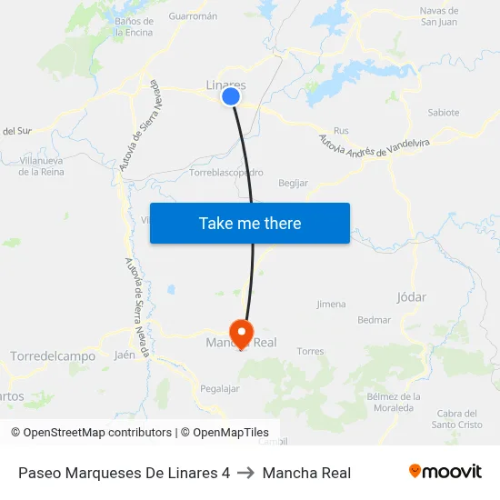 Paseo Marqueses De Linares 4 to Mancha Real map